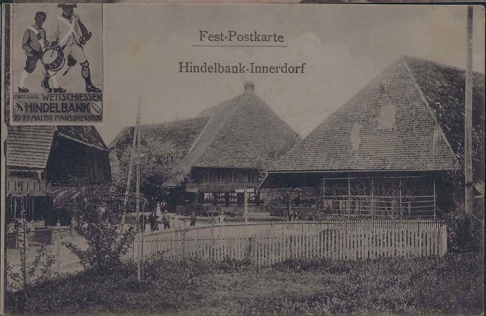 <p>Hindelbank Innerdorf Fest Postkarte Wettschiessen 20.-25. Mai 1911, Karte guter Zustand</p>